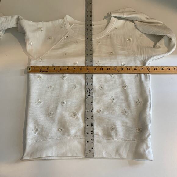 J Crew Sweatshirt Womens S Small Beaded Sequins Applique Crew Stretch Pullover - Picture 8 of 13